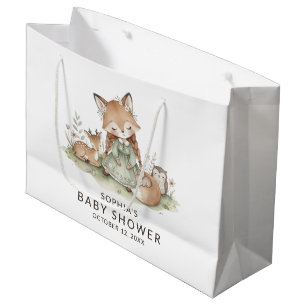 Woodland Fox Girl Baby Shower Large Gift Bag