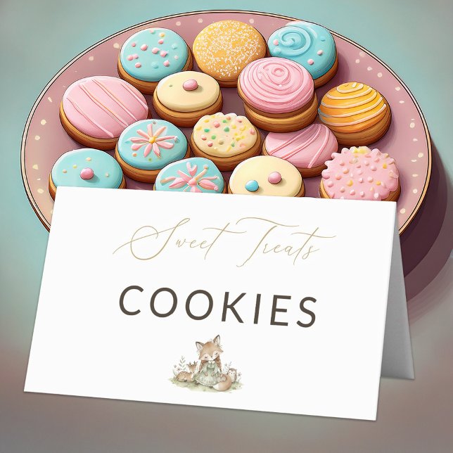 Woodland Fox Girl Sweet Treats Cookies Food Label  Place Card (Creator Uploaded)
