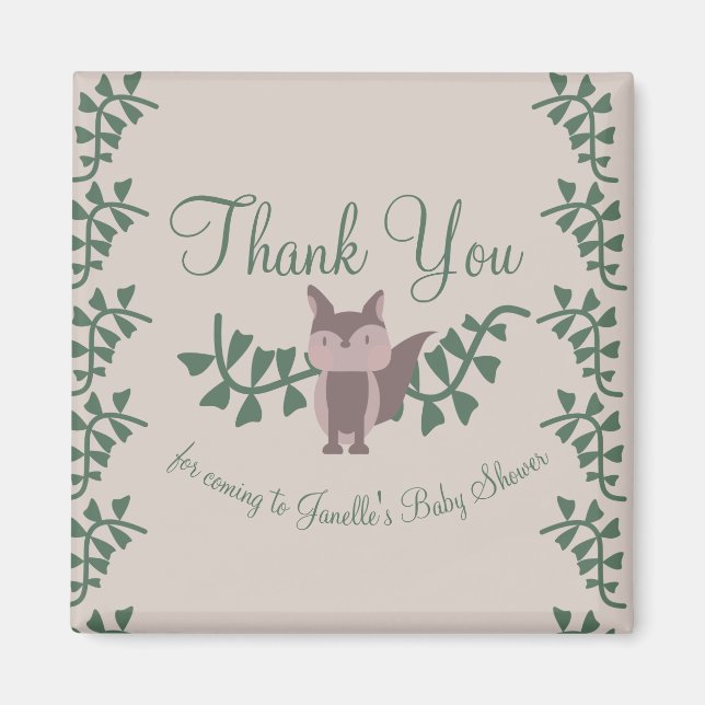 Woodland Fox Greenery Baby Shower Rustic Gifts But Magnet (Front)