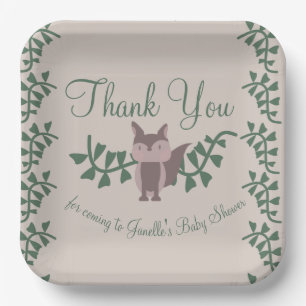 Woodland Fox Greenery Baby Shower Rustic   Paper Plate