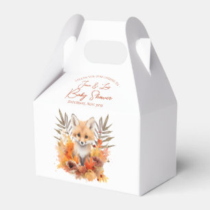 Woodland Fox Greenery Watercolor Leaf Baby Shower Favour Box