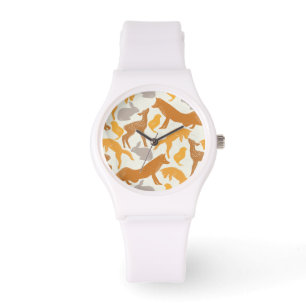 Woodland Fox Hare Chicken Orange Autumn Pattern Watch