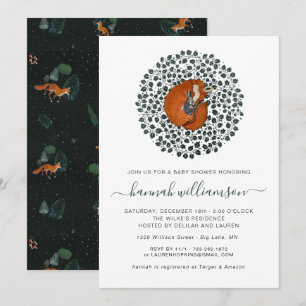 Woodland Fox & Hare   Forest Baby Shower Invitation