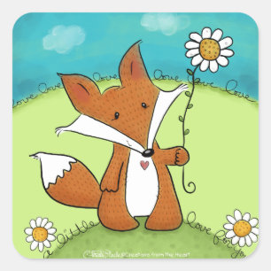 Woodland Fox Little Love for You Square Sticker