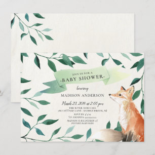 Woodland Fox Neutral Baby Shower Invitation