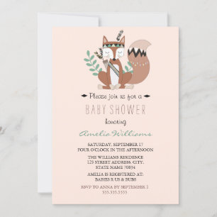 Woodland Fox Neutral Baby Shower Invitation