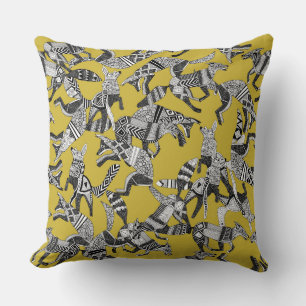 woodland fox party ochre yellow cushion