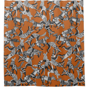 woodland fox party orange shower curtain