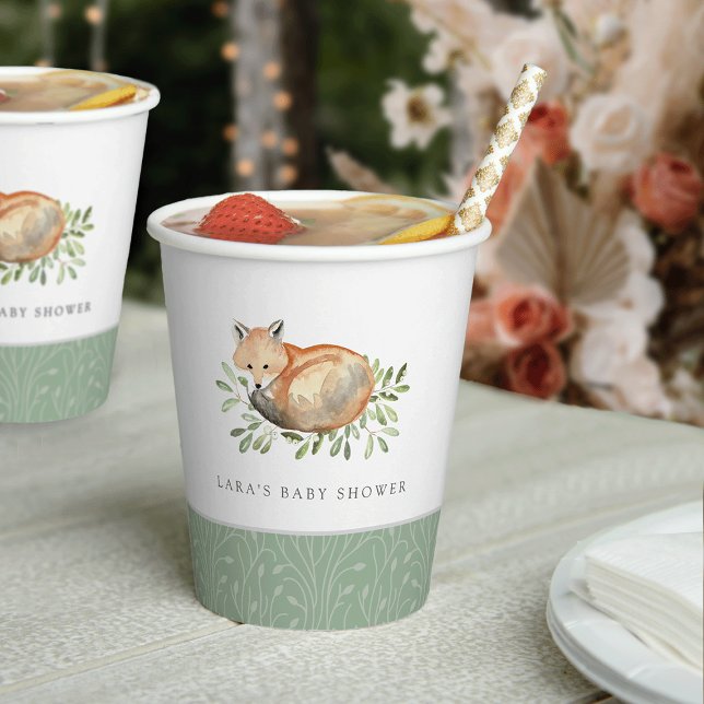 Woodland Fox Personalised Baby Shower Paper Cups (Creator Uploaded)