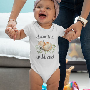Woodland Fox Personalised First Birthday Baby Bodysuit
