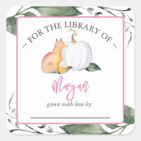 Woodland Fox Pumpkin Fall Baby Shower Bookplate