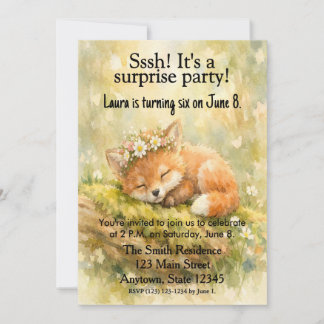 Woodland Fox Whimsical Birthday Party Invitation
