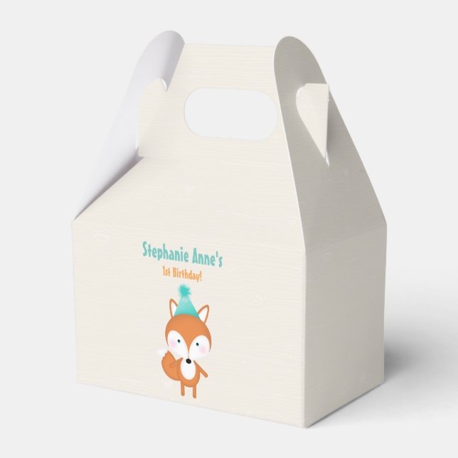 Woodland Fox with Balloons Favour Box (Front Side)
