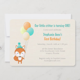 Woodland Fox with Balloons Invitation