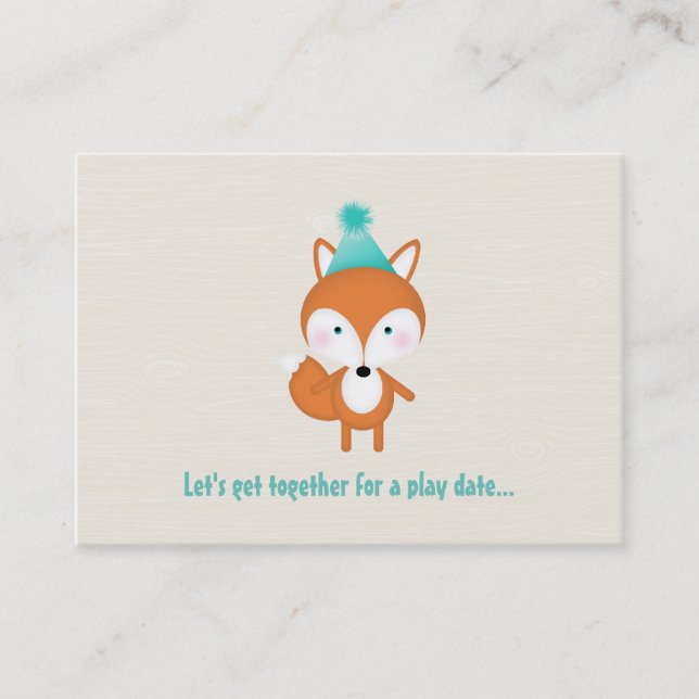 Woodland Fox with Balloons Play Date Cards (Front)