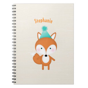 Woodland Fox with Balloons Spiral Notebook