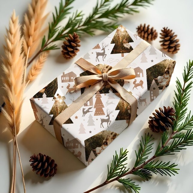 Woodland Foxes, Rabbit & Reindeer Village 2 Photo Wrapping Paper (Woodland Foxes, Rabbit & Reindeer Village 2 Photo Wrapping Paper)