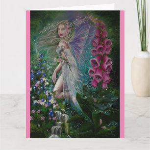 Woodland foxglove fairy greeting card