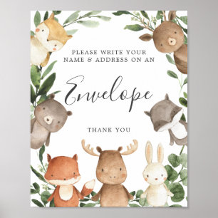 Woodland Friends Baby Shower Address Envelope Sign