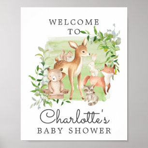 Woodland Friends Baby Shower Welcome Sign