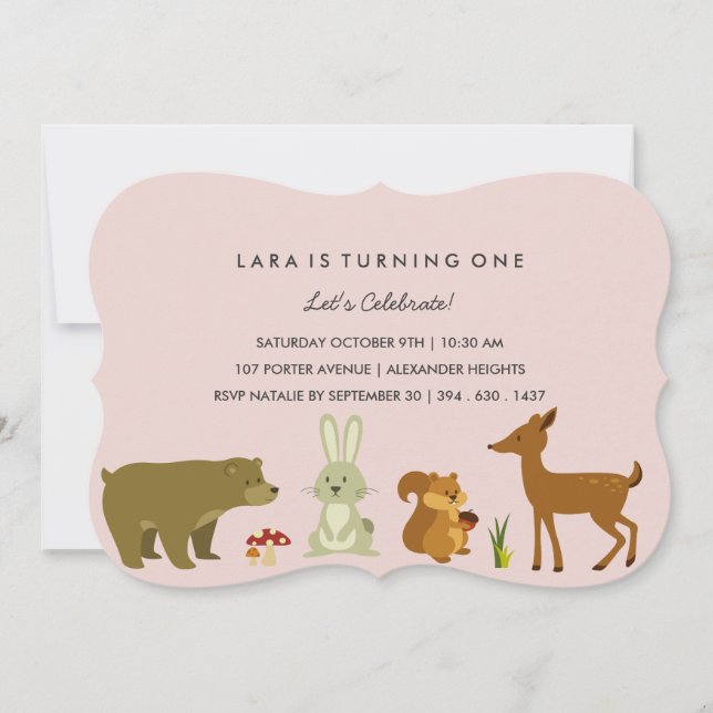 Woodland Friends Birthday Invitation (Front)