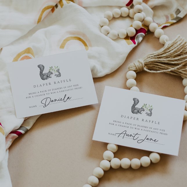 Woodland Friends Diaper Raffle Ticket Cards (Creator Uploaded)