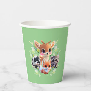 Woodland friends fox skunk racoon deer paper cups