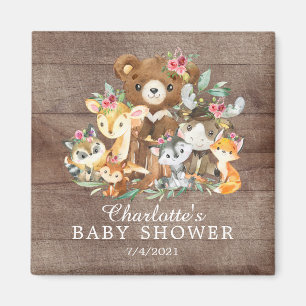 Woodland Friends Girls Baby Shower Magnet