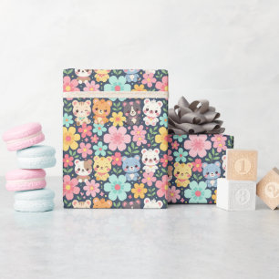Woodland Friends Parade Cute Animal Pattern Wrapping Paper
