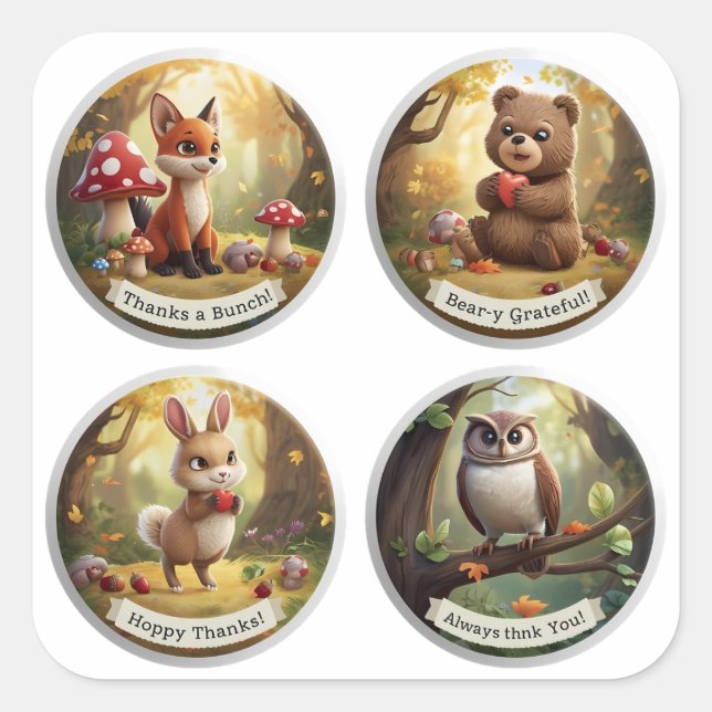  Woodland Friends Stickers – Cute Forest Animal Pa (Front)