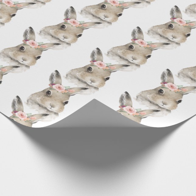 Woodland Friends Watercolor Floral Deer Cute Wrapping Paper (Corner)