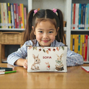 Woodland Friends Watercolor Name Pouch