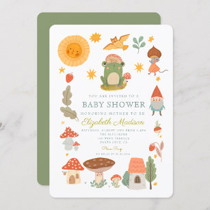 Woodland Frog mushroom Baby Shower Invitation
