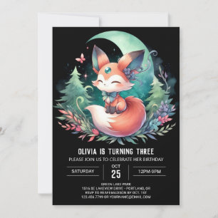 Woodland Fun Fox Birthday digital Invitation