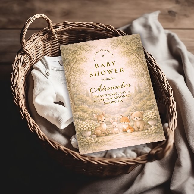 Woodland Garden Animals Baby Shower Invitation (Creator Uploaded)