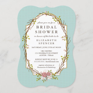 Woodland Garden Wreath Bridal Shower Invitation