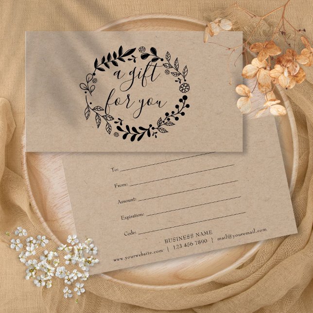 Woodland Garland Rustic Kraft Gift Certificate (Woodland Garland Rustic Kraft Gift Certificate)
