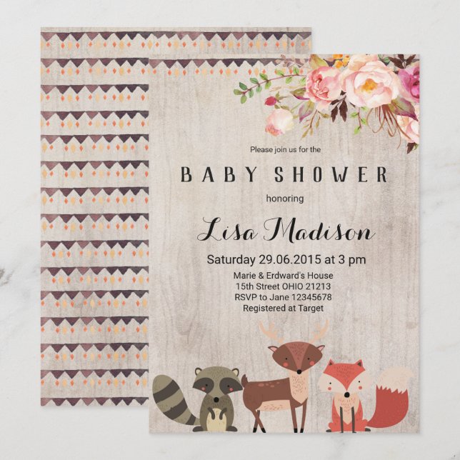 Woodland Gender Neutral Baby Shower Invitation (Front/Back)