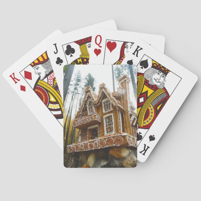 Woodland Gingerbread Mansion Playing Cards (Back)