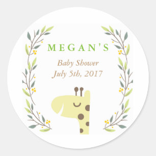 Woodland Giraffe Baby Shower Favour Sticker