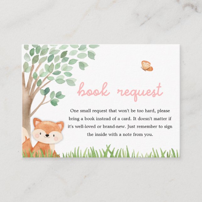 Woodland Girl Baby Shower Book Request Enclosure Card (Front)