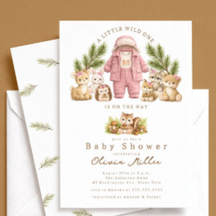 Woodland Girl Baby Shower Invitation Pink