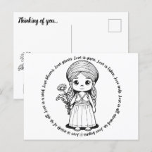 Woodland Girl with Daisies Postcard