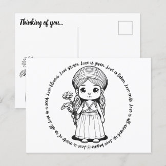 Woodland Girl with Daisies Postcard