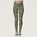 Woodland Gnomes Leggings<br><div class="desc">Whimsical green and red woodland themed pattern designed by Shelby Allison featuring tiny gnome characters,  mushrooms,  flowers and foliage.</div>