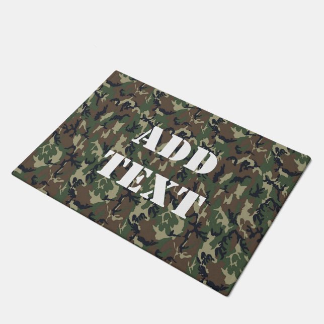Woodland Green Camouflage  Pattern Doormat (Angled)