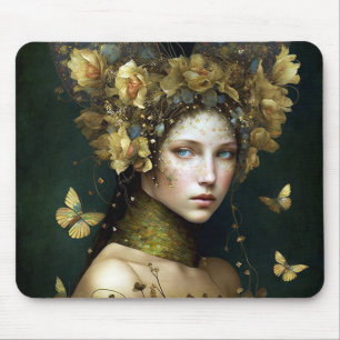 Woodland Green Fairy Fantasy Art Mouse Pad