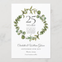 Woodland Greenery 25th Anniversary Save the Date