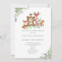 Woodland Greenery Baby Shower  Invitation
