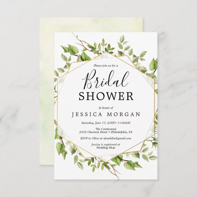 Woodland Greenery Bridal Shower Invitation Card (Front/Back)